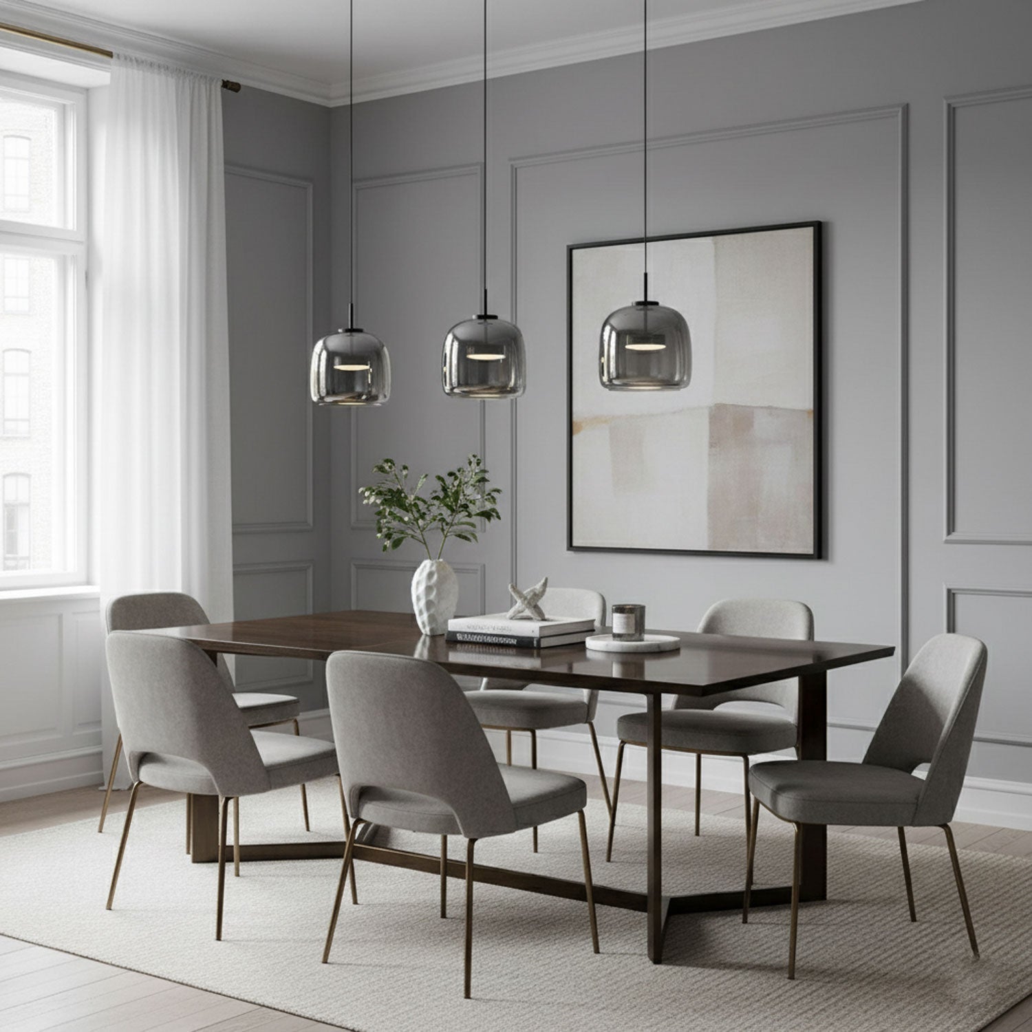 Moderne hanglamp met LED van getint glas