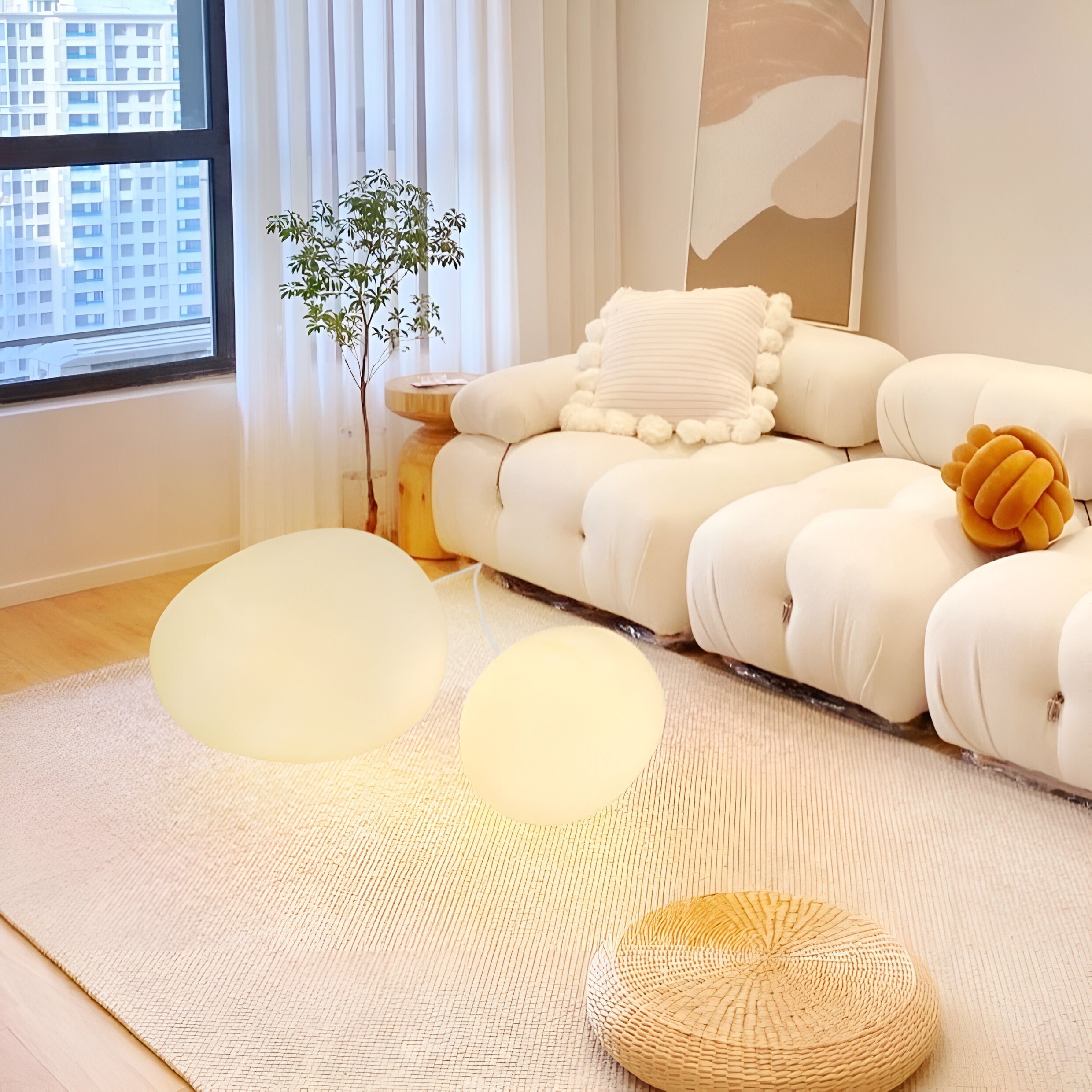 Minimalistische LED-tafellamp geïnspireerd op natuurlijk gesteente