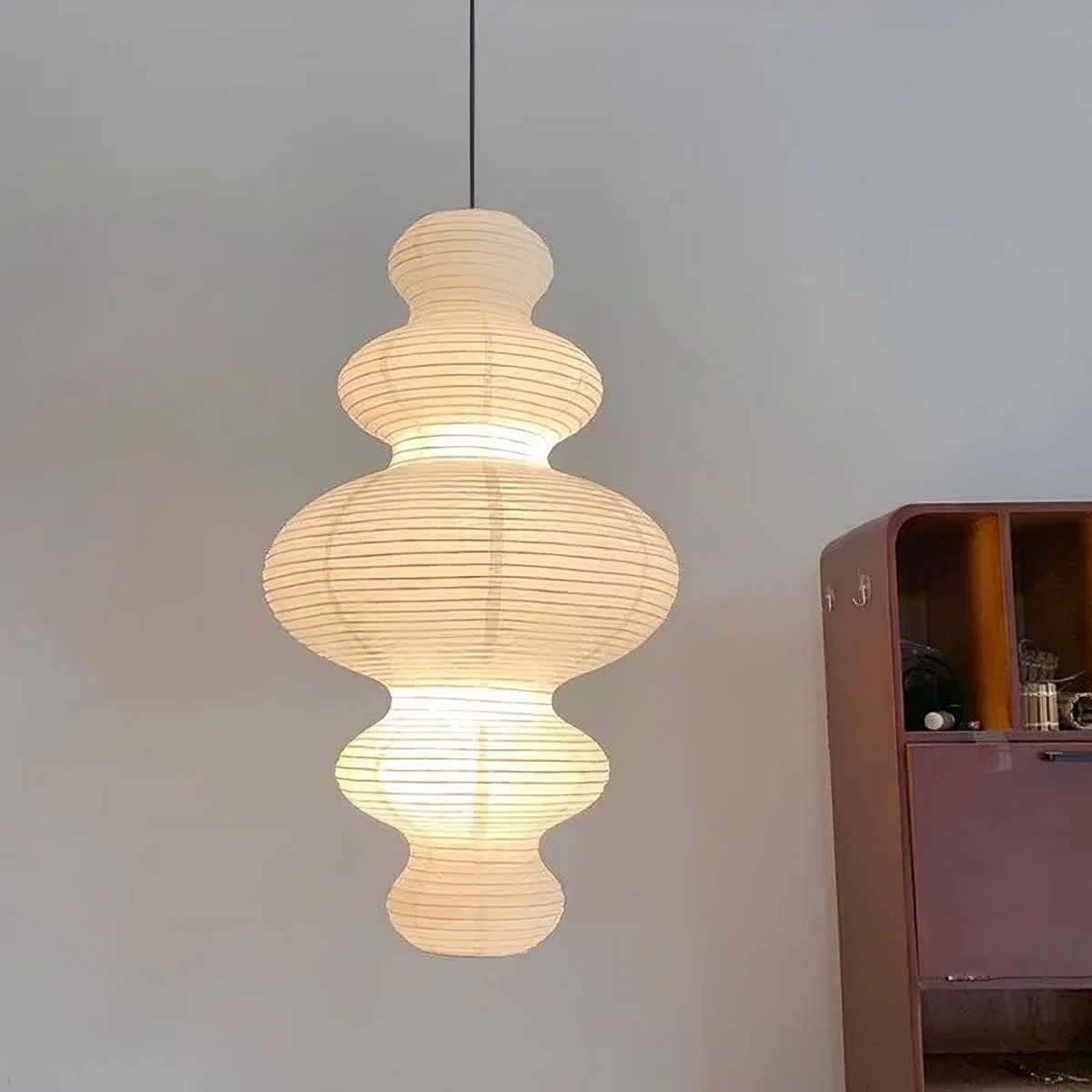 Minimalistyczna lampa wisząca z papieru ryżowego