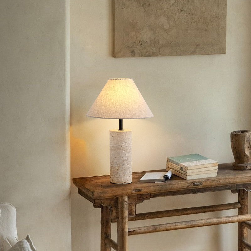 Lampe de table moderne en marbre avec abat-jour en lin
