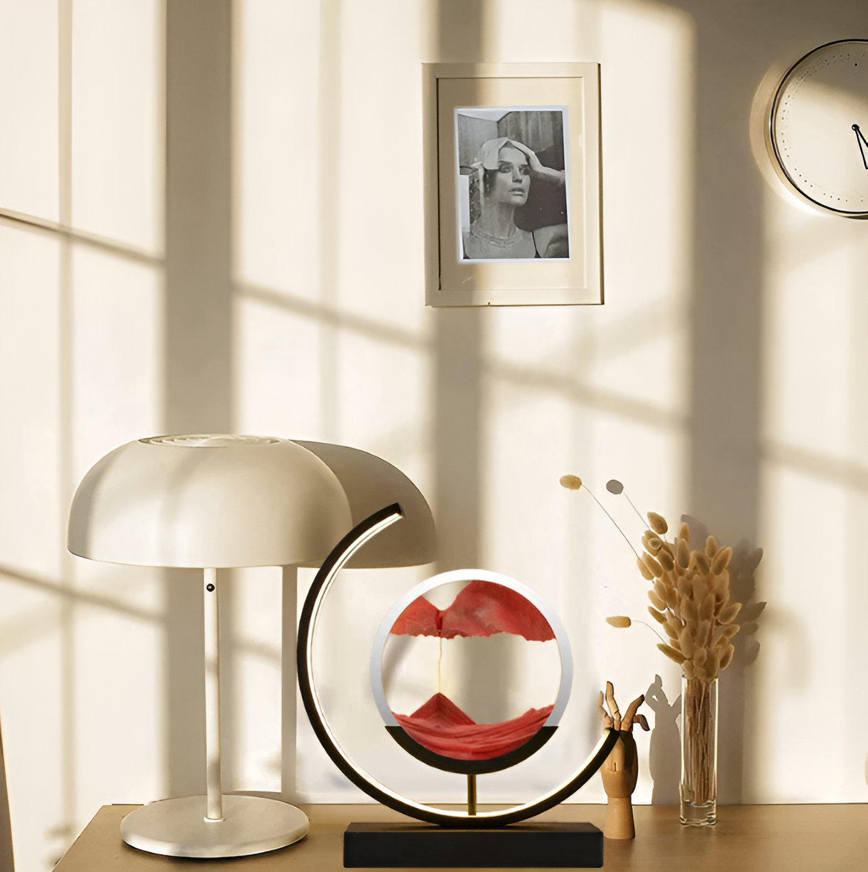 Okrągła lampa piaskowa LED z pilotem