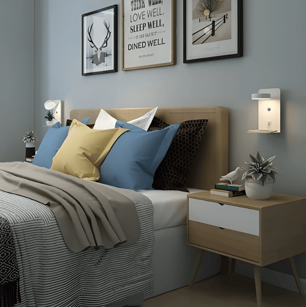 Lampe murale de chevet en aluminium avec port de chargement