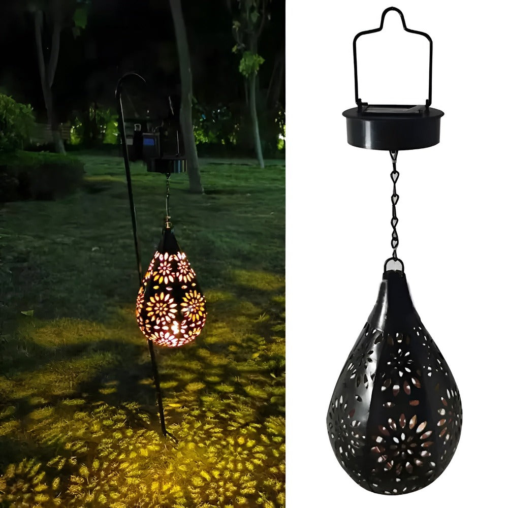 Lanterne suspendue de jardin Solarna avec boîtier en métal perforé