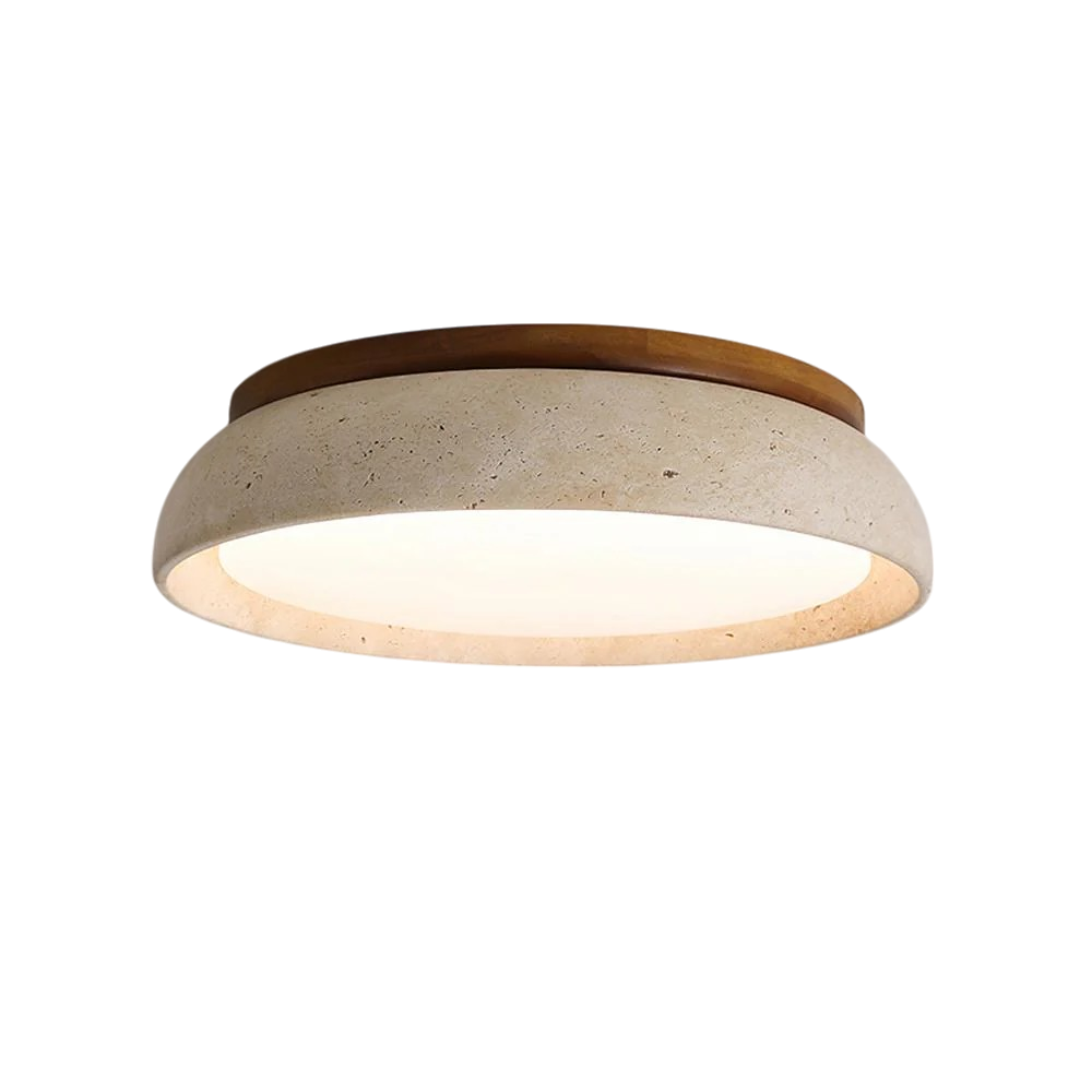 Minimalistyczna lampa sufitowa z naturalnego trawertynu