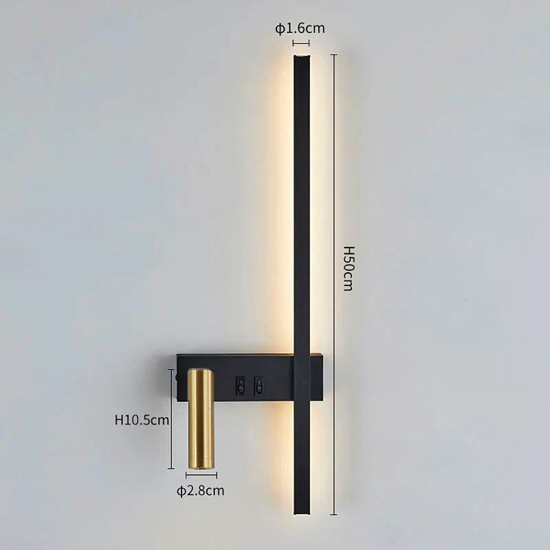 Kinkiet LED z regulowanym reflektorem i listwą świetlną