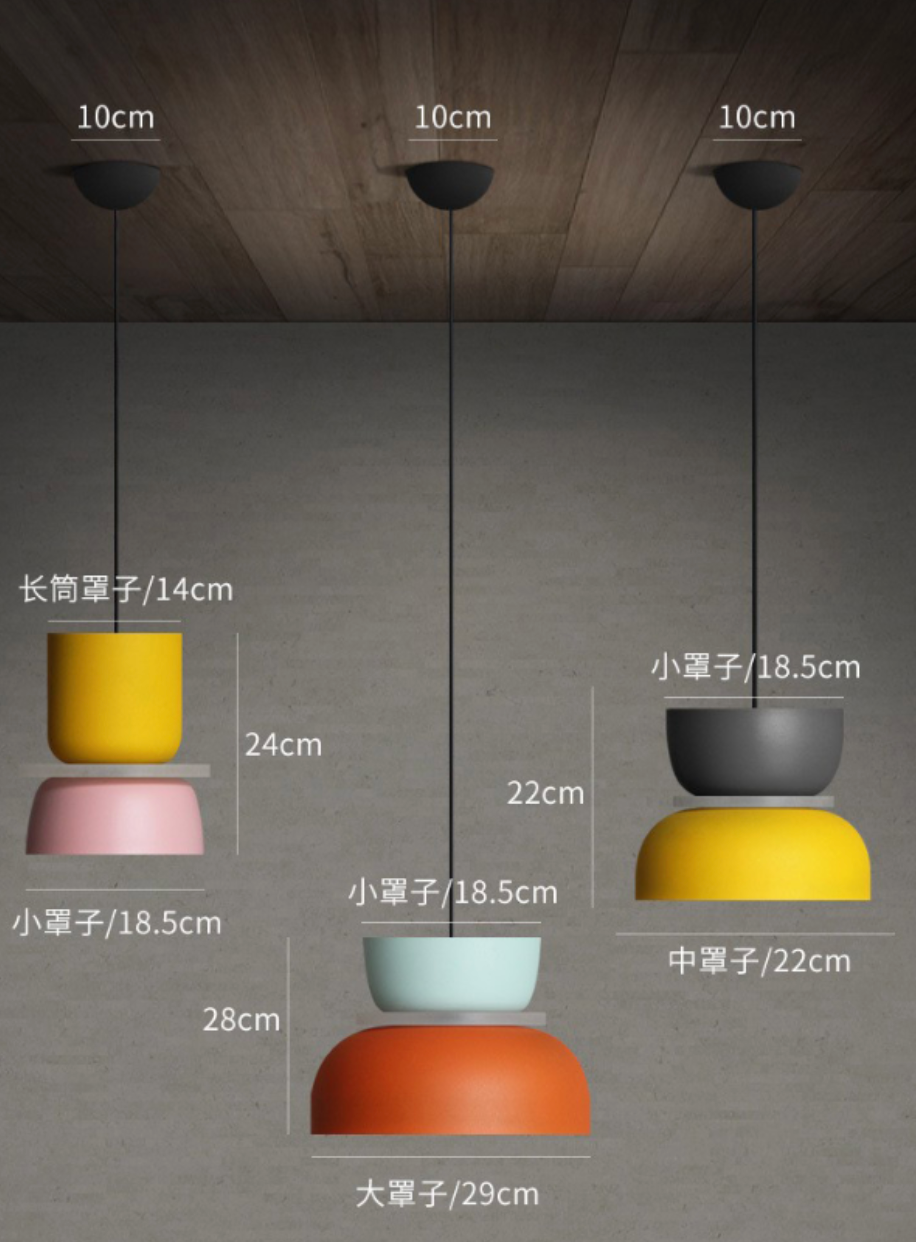 Kolorowa lampa wisząca LED z metalowym kloszem w stylu nordic