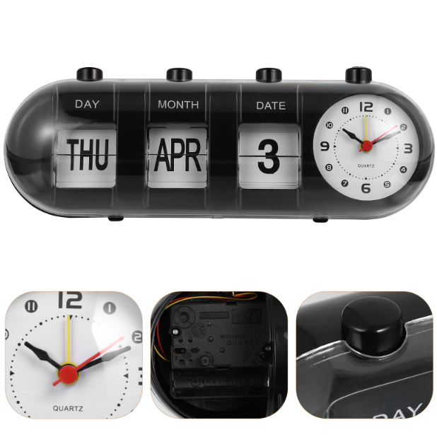 Zegar z kalendarzem i analogową tarczą