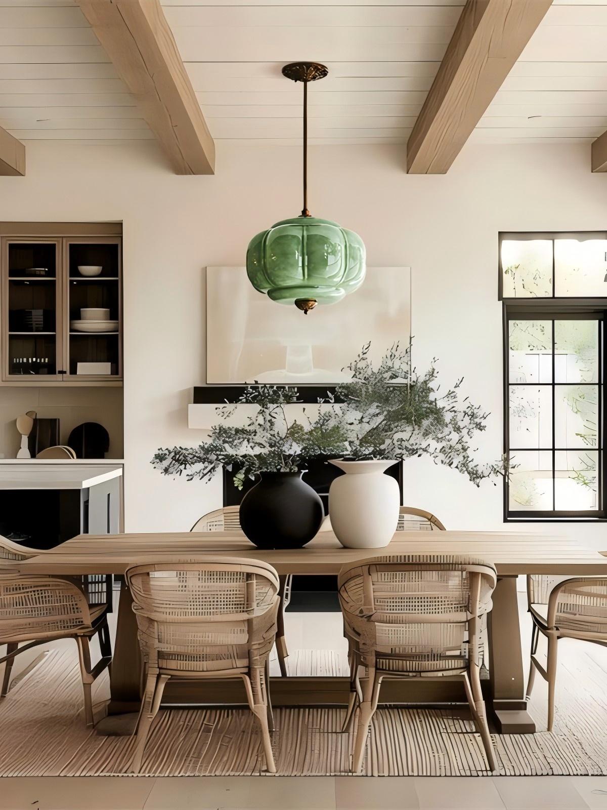 Lampa wisząca w kształcie dyni w stylu vintage, półpłaska, szklana