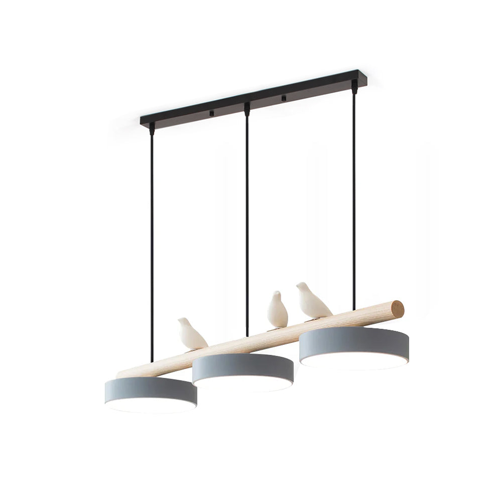 Hanglamp met vogeltjes op houten balk