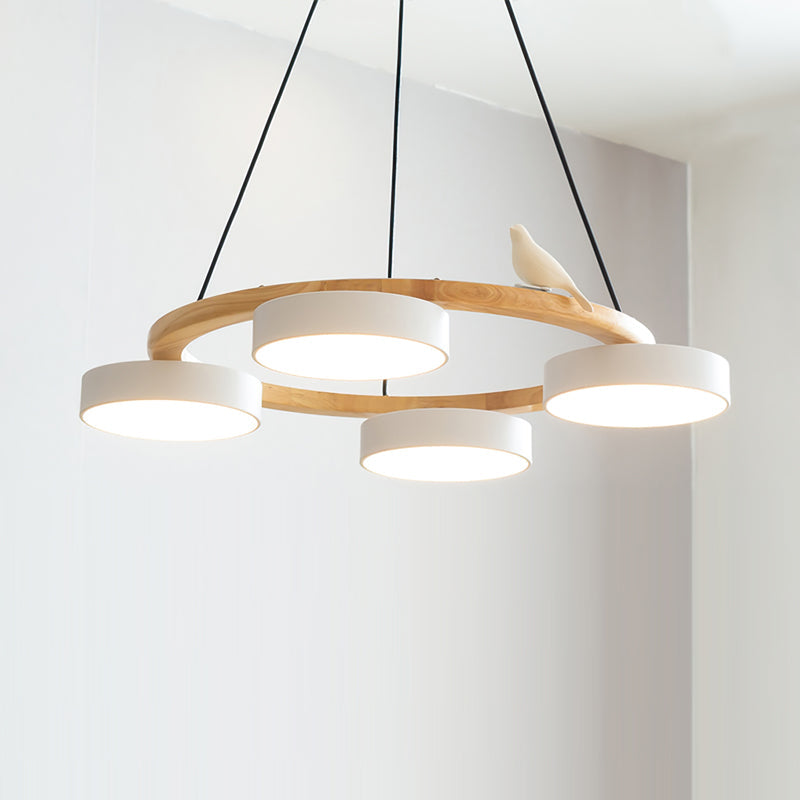 Ronde hanglamp met vogels en ronde modules