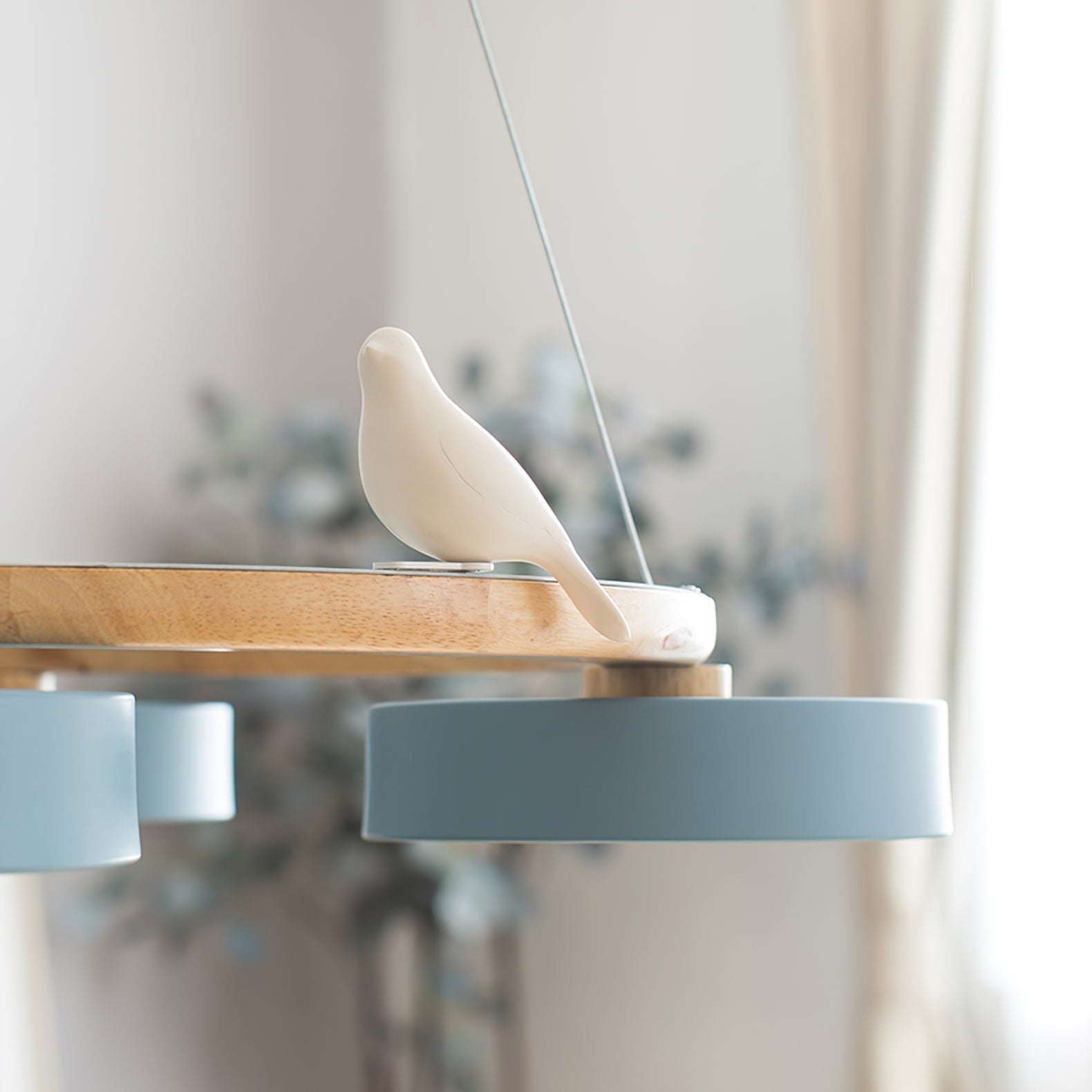 Ronde hanglamp met vogels en ronde modules