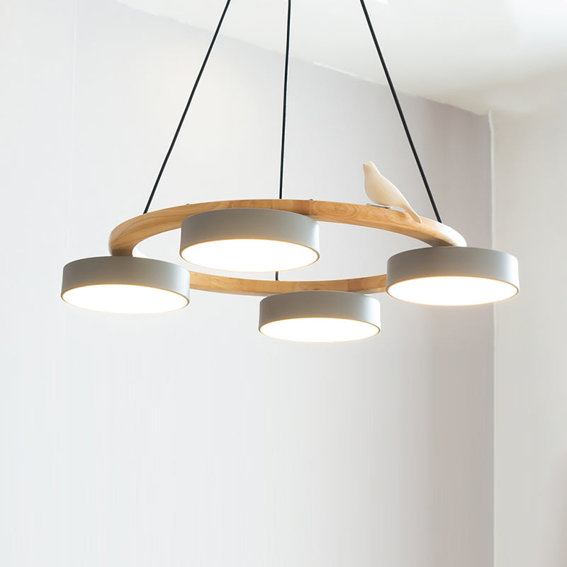 Ronde hanglamp met vogels en ronde modules