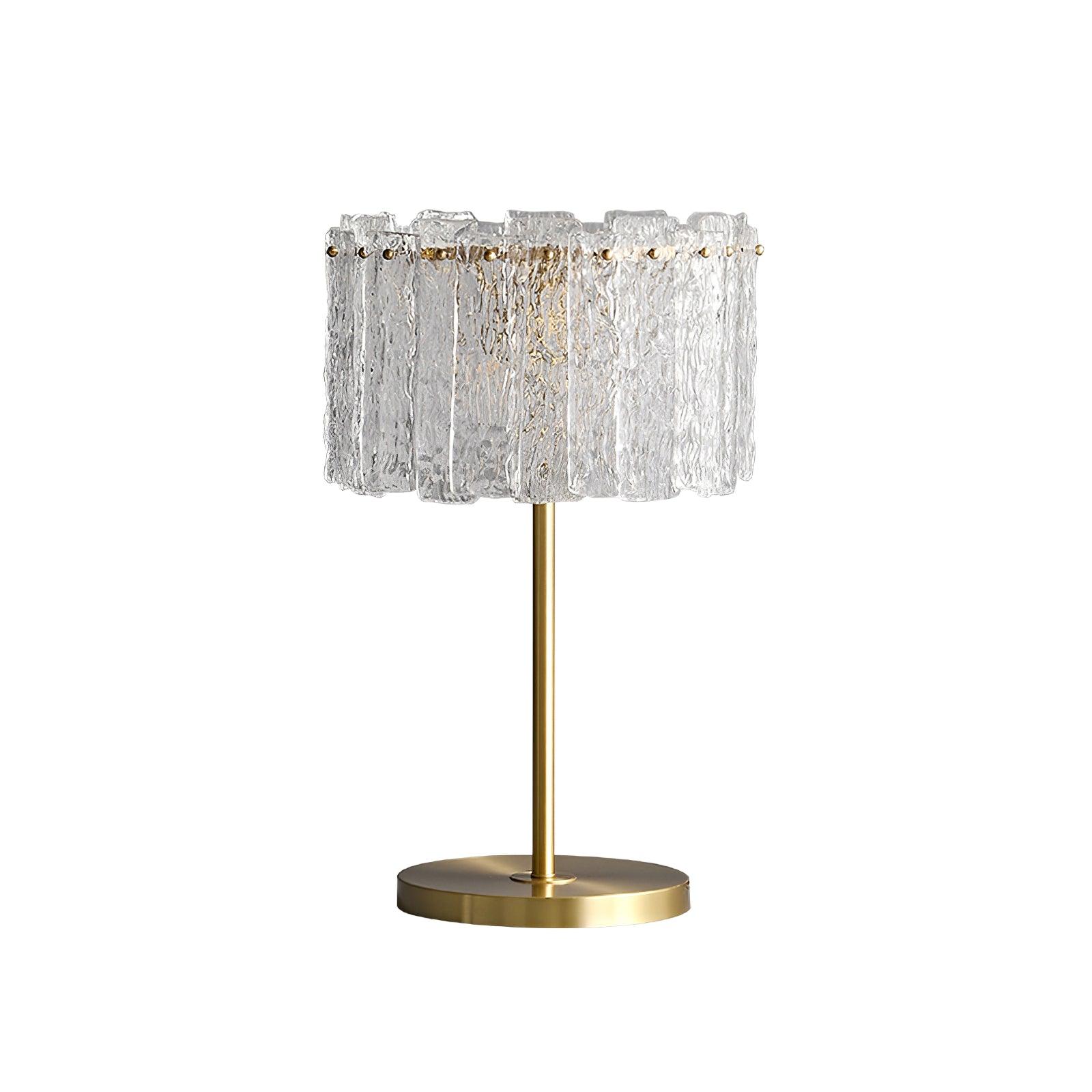 Lampe de table avec abat-jour superposé à texture et base ronde