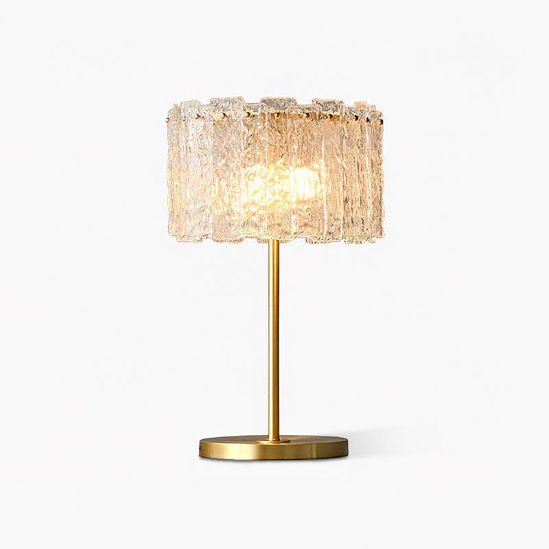 Lampe de table avec abat-jour superposé à texture et base ronde