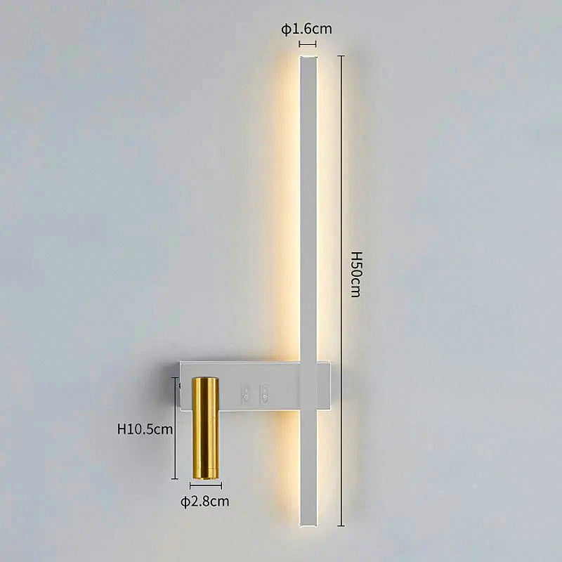 Kinkiet LED z regulowanym reflektorem i listwą świetlną