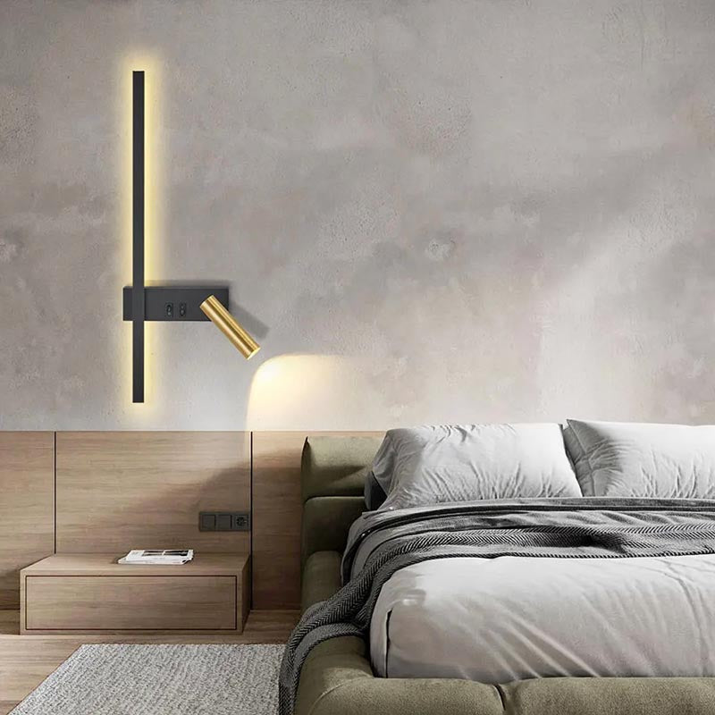 Kinkiet LED z regulowanym reflektorem i listwą świetlną