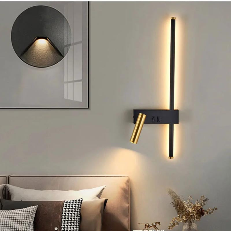 Kinkiet LED z regulowanym reflektorem i listwą świetlną