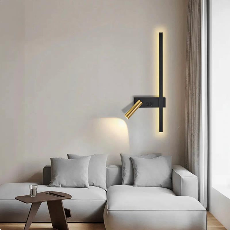 Kinkiet LED z regulowanym reflektorem i listwą świetlną