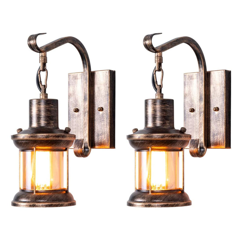 Lampe murale intérieure de style ancien avec poignée et abat-jour en verre