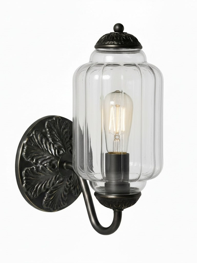 Klasyczna szklana lampa ścienna w kształcie dyni