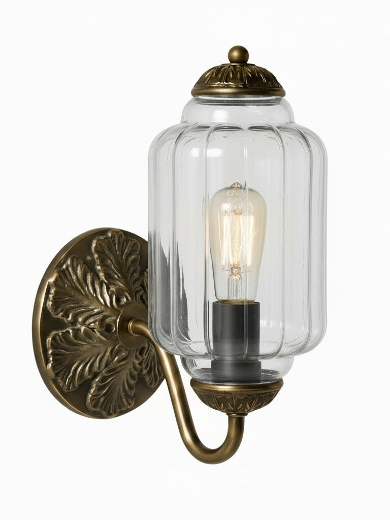 Klasyczna szklana lampa ścienna w kształcie dyni