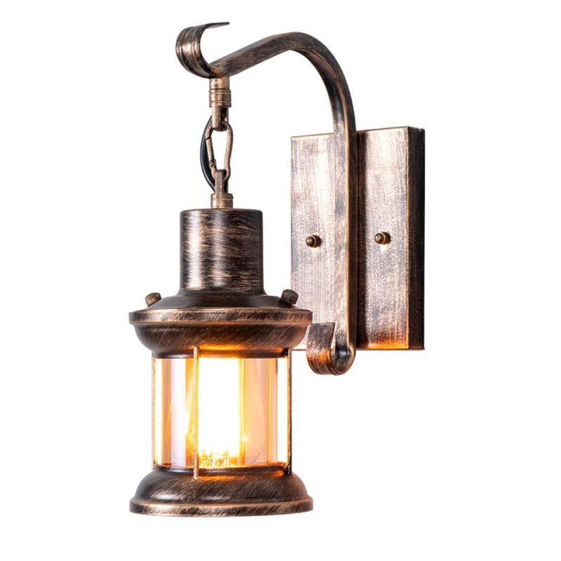 Lampe murale intérieure de style ancien avec poignée et abat-jour en verre