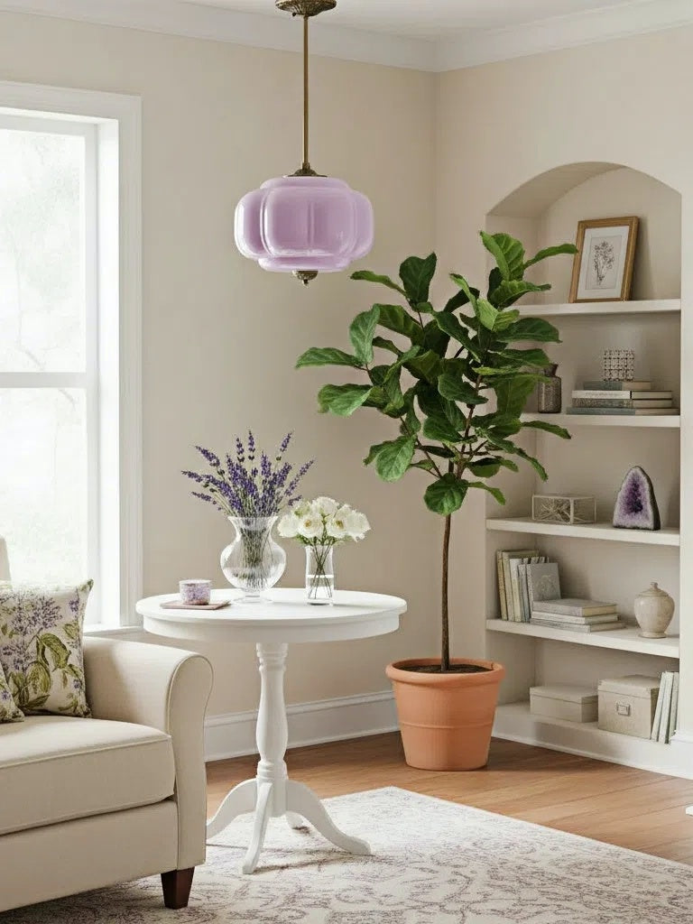 Lampa wisząca w kształcie dyni w stylu vintage, półpłaska, szklana