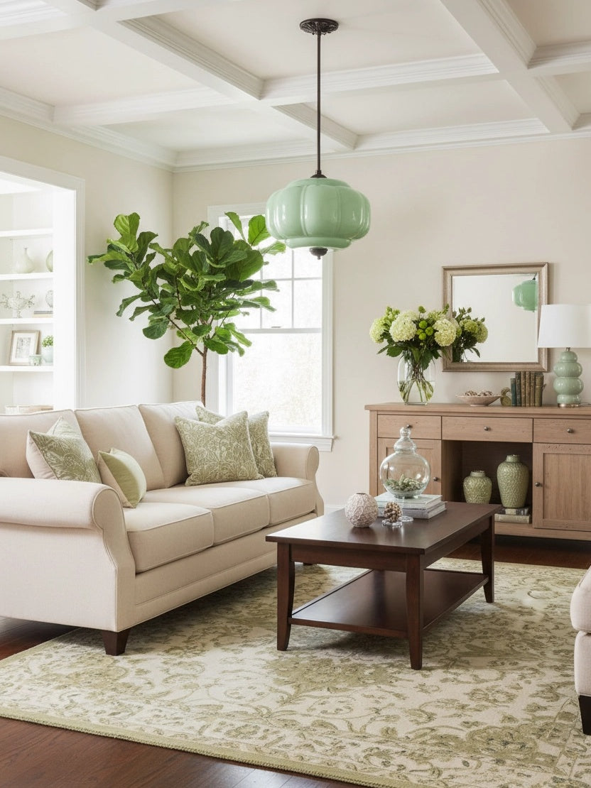 Lampa wisząca w kształcie dyni w stylu vintage, półpłaska, szklana