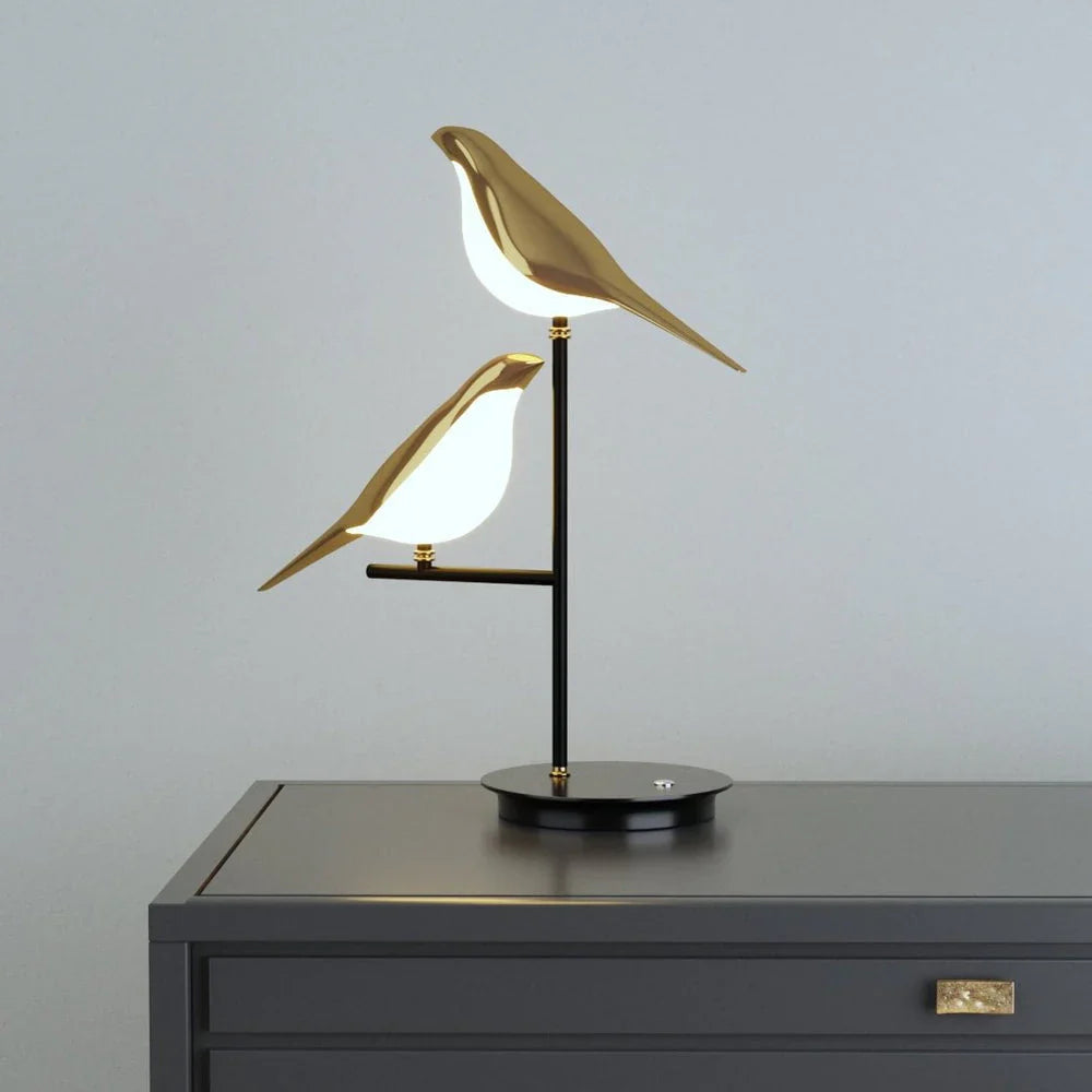 Wyjątkowa elegancka lampa stołowa Mrbird