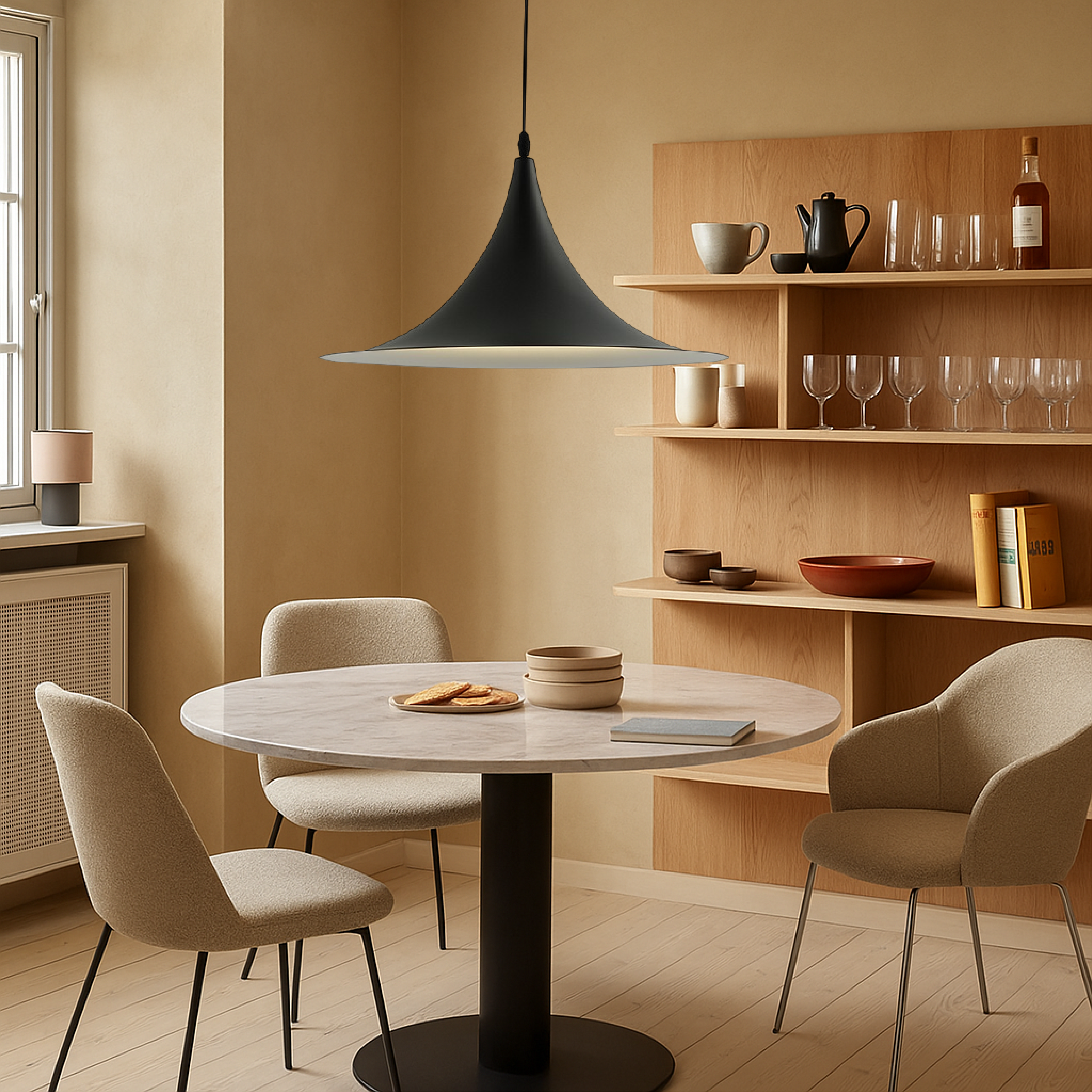 Nowoczesna lampa wisząca w kształcie spodka