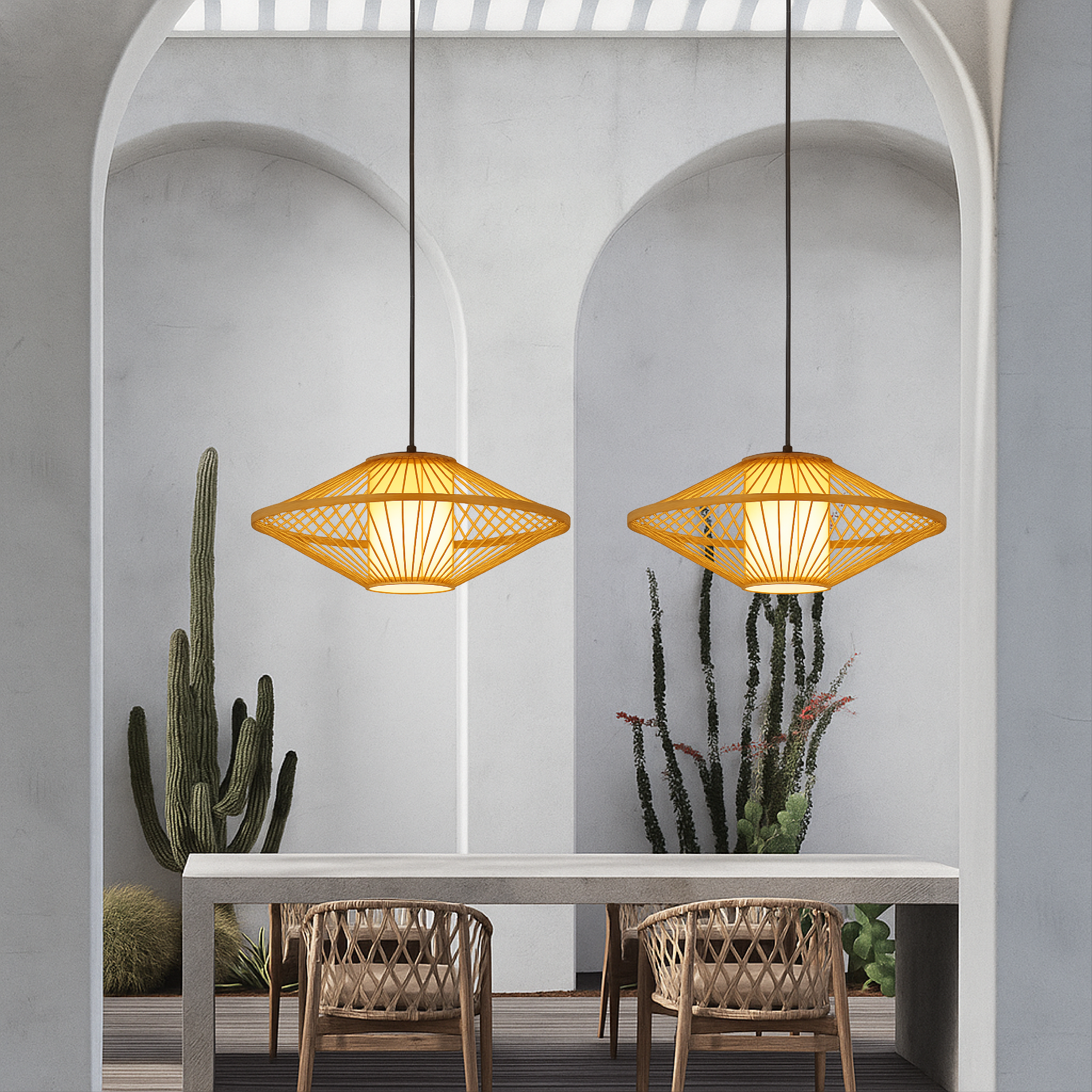 Estetyczna japońska lampa wisząca z bambusa