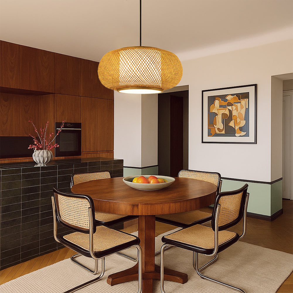 Naturalna Wisząca Lampa z Plecionego Bambusa