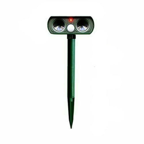 Solar animal repeller with motion sensor and ultrasonic waves