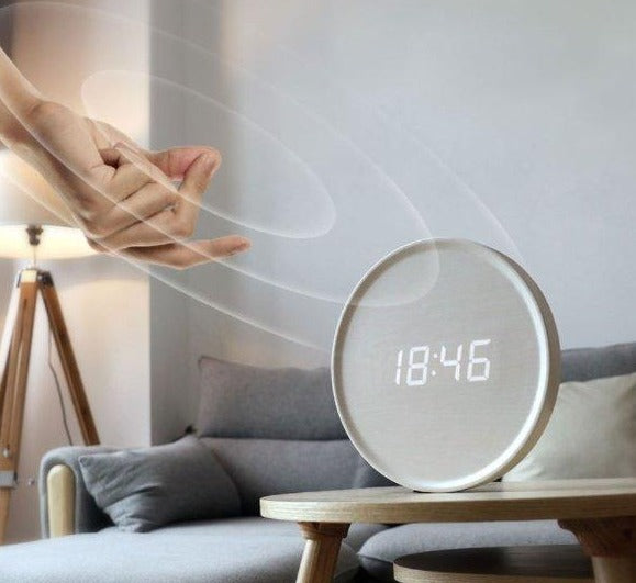 Okrągły zegar ścienny LED z datą i temperaturą