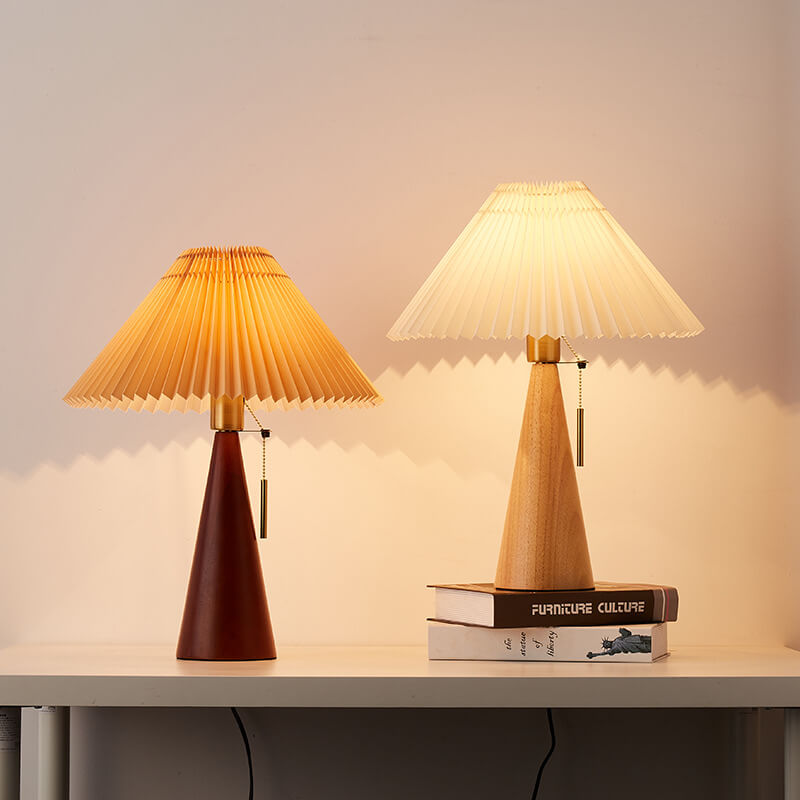 Lampe de table LED japonaise minimaliste avec abat-jour plissé