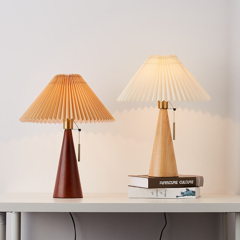 Lampe de table LED japonaise minimaliste avec abat-jour plissé