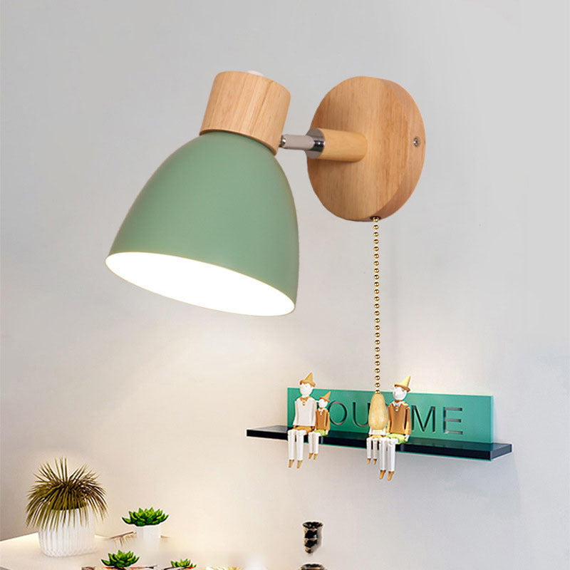 Moderne minimalistische wandlamp LED in kegelvorm van hout