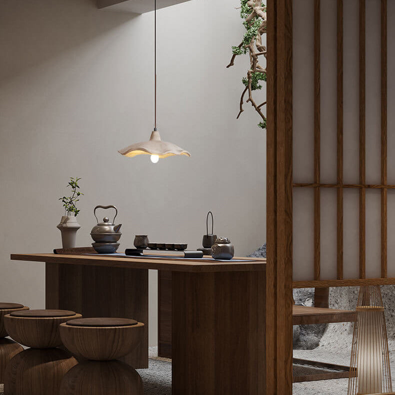 Lampe suspendue japonaise en béton en forme de fleur