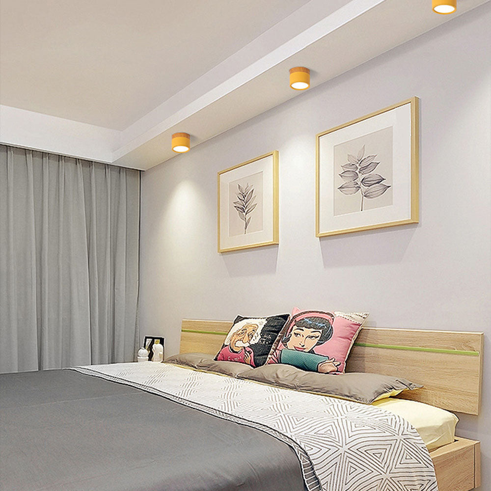 Plafondlamp met cilindervormige behuizing en rond licht