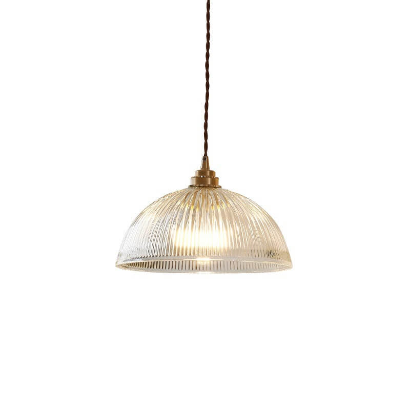 Moderne hanglamp van geribbeld doorzichtig glas
