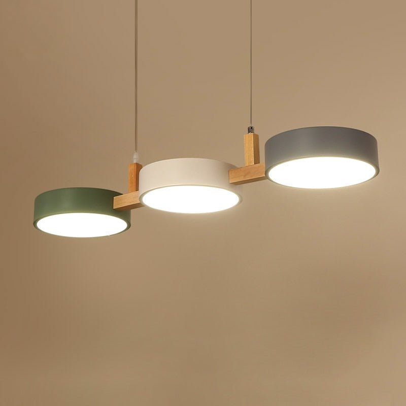 Lampe suspendue scandinave en métal et bois
