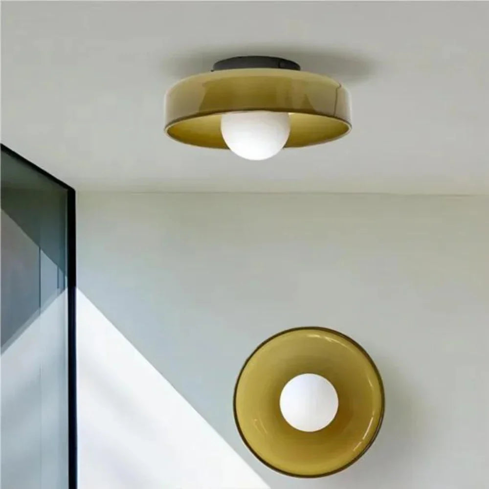 Lampe en verre à DEL en forme de disque pour mur ou plafond