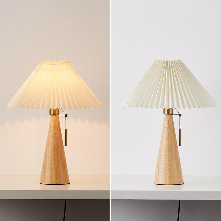 Lampe de table LED japonaise minimaliste avec abat-jour plissé