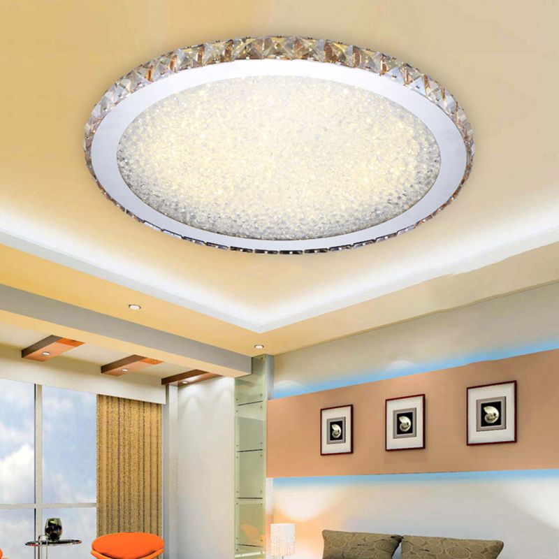 Lampe de plafond ronde avec abat-jour en cristal