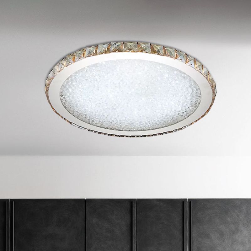 Lampe de plafond ronde avec abat-jour en cristal