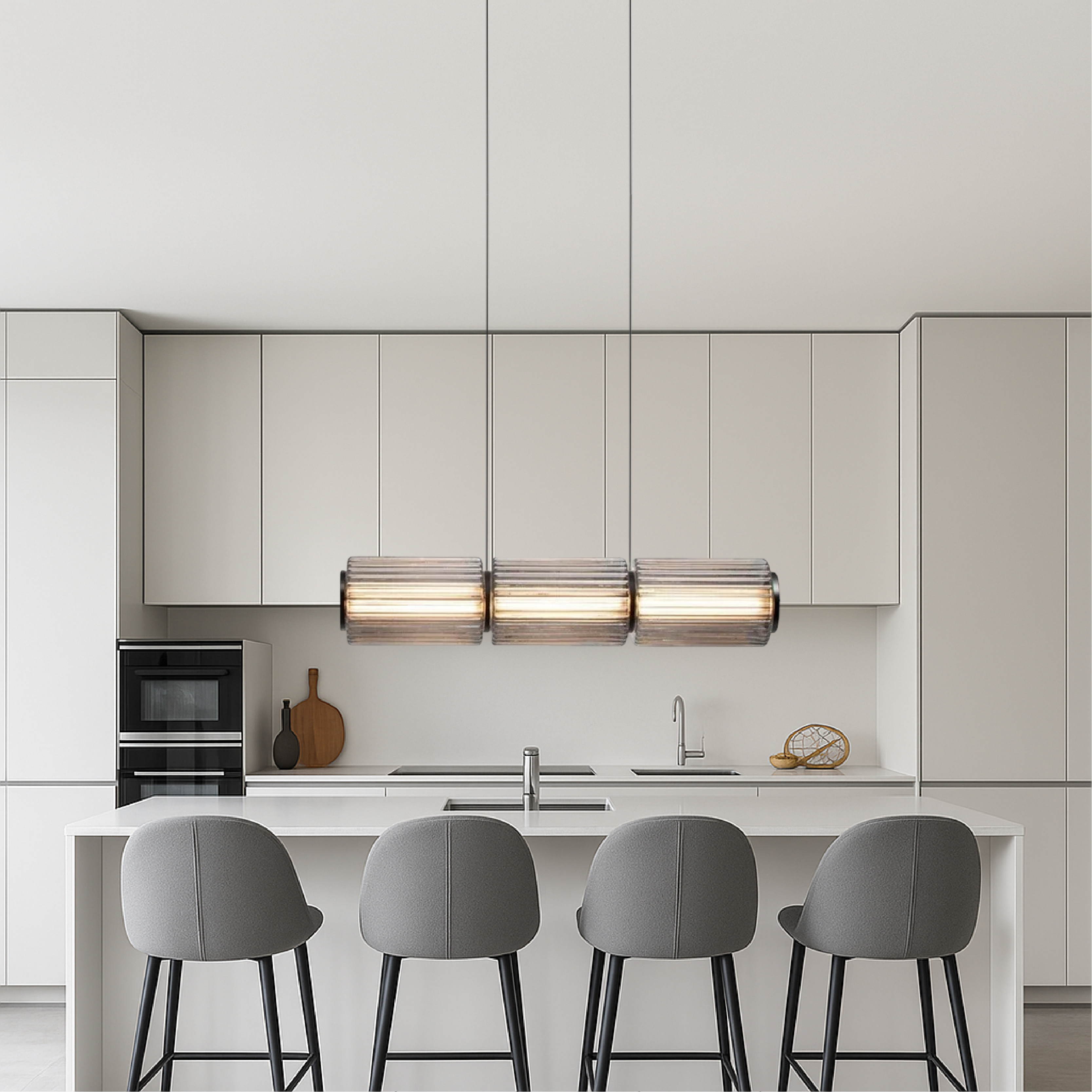 Klasyczna szklana lampa wisząca w kształcie cylindra