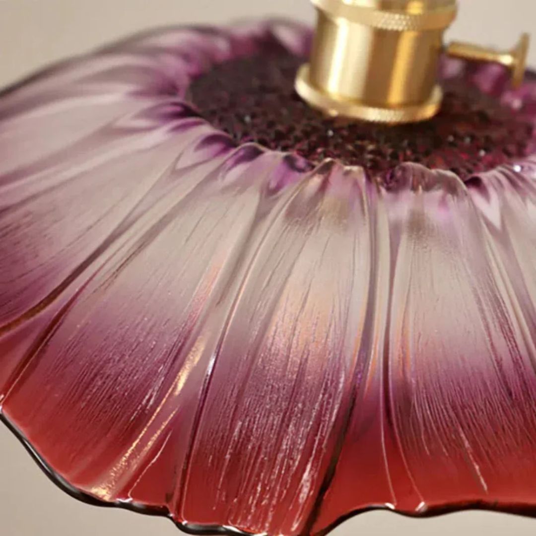 Hangende bloemenlamp van sierglas