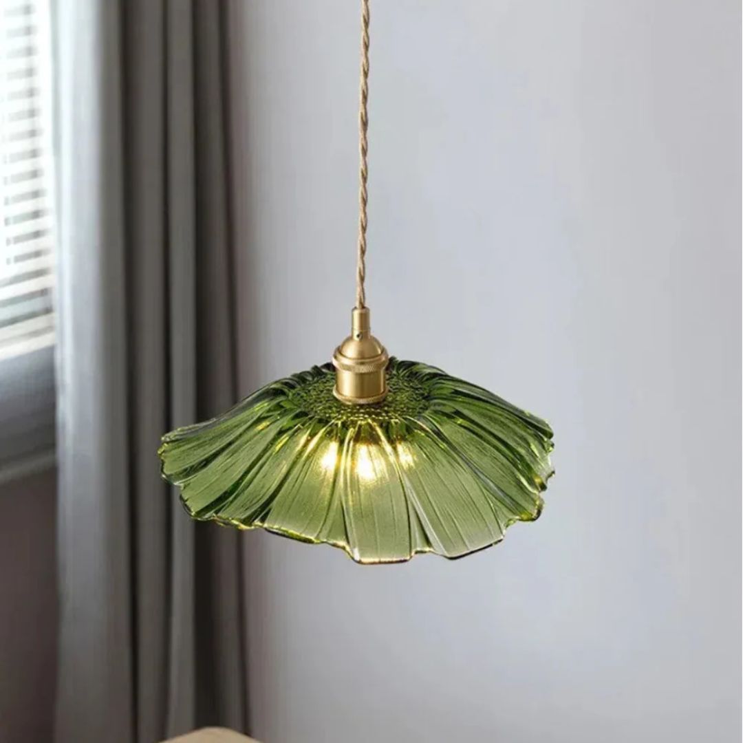 Hangende bloemenlamp van sierglas