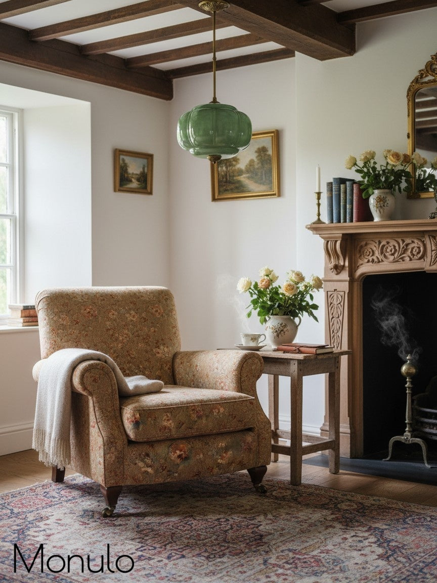 Lampa wisząca w kształcie dyni w stylu vintage, półpłaska, szklana