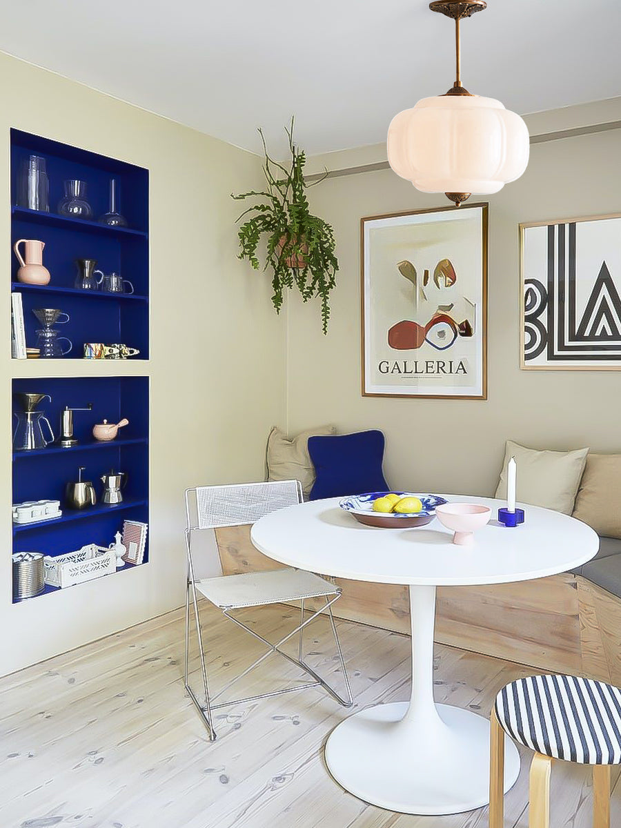 Lampa wisząca w kształcie dyni w stylu vintage, półpłaska, szklana